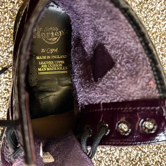 Vintage Dr. Martens Boots Purple Patent Leather Made in England Womens UK 5 US 7 - Picture 8 of 9